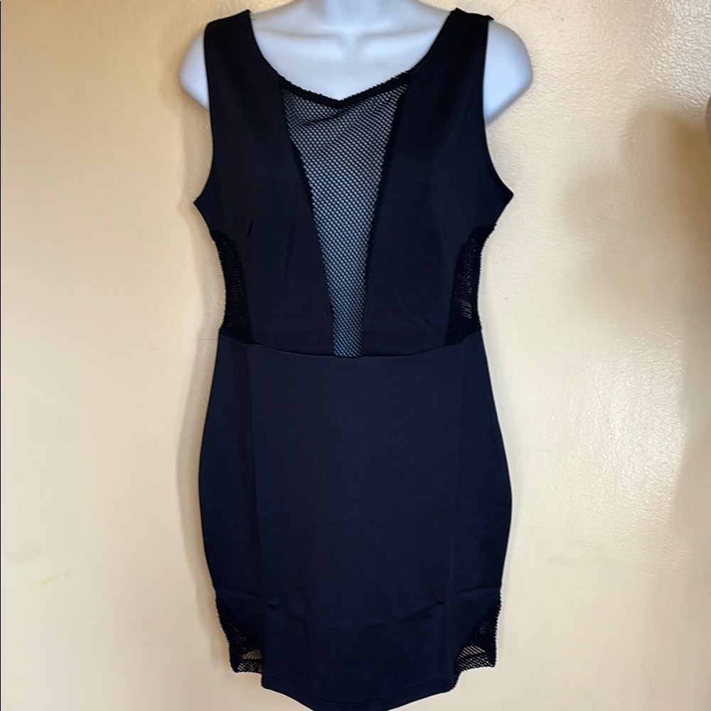 Lola Elegant Black Mesh Panel Dress